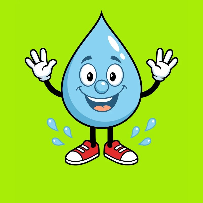 Drop d’eau heureuse avec des baskets