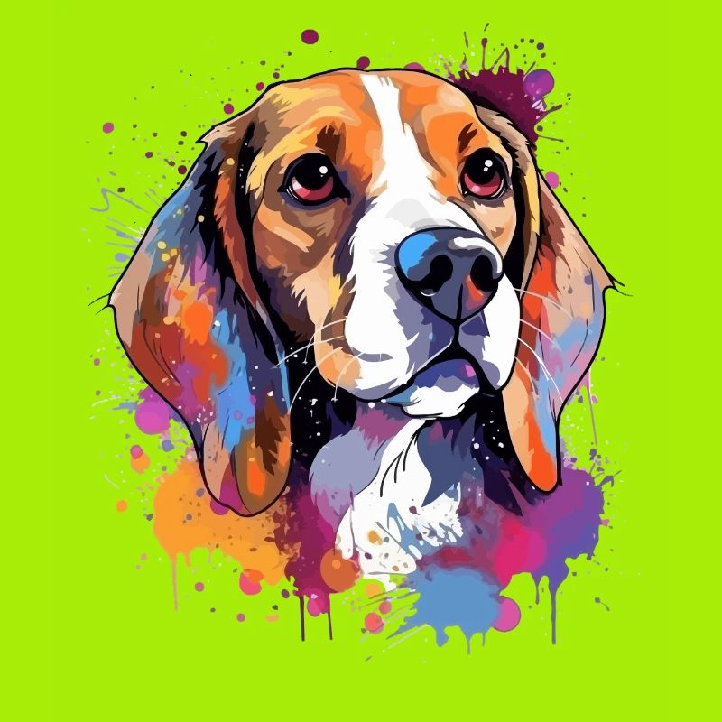 Vibrant Beagle Splash Portrait