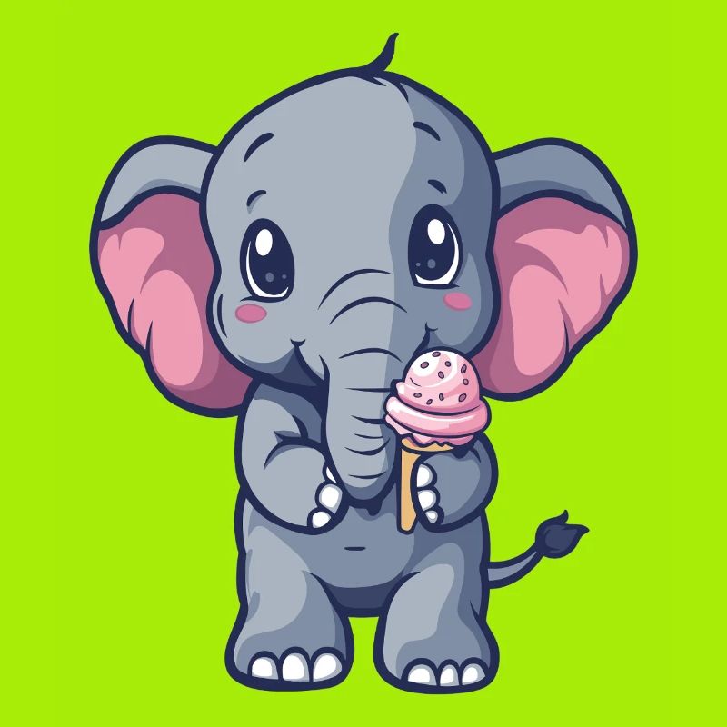 Kleiner Elefant Eiscreme Freund