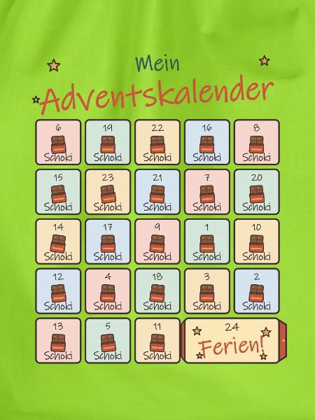 Adventskalender Schoki für Schulkinder