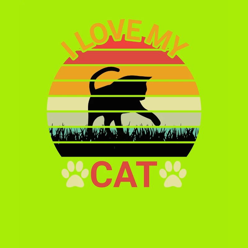 J’aime mon chat - Chat mignon dans un style rétro