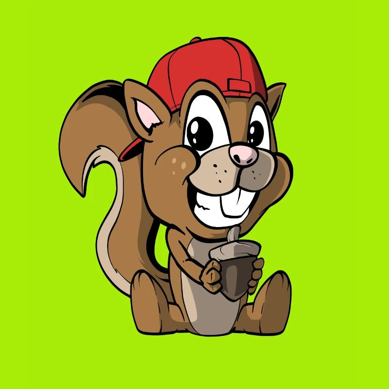 Cute squirrel with hazelnut