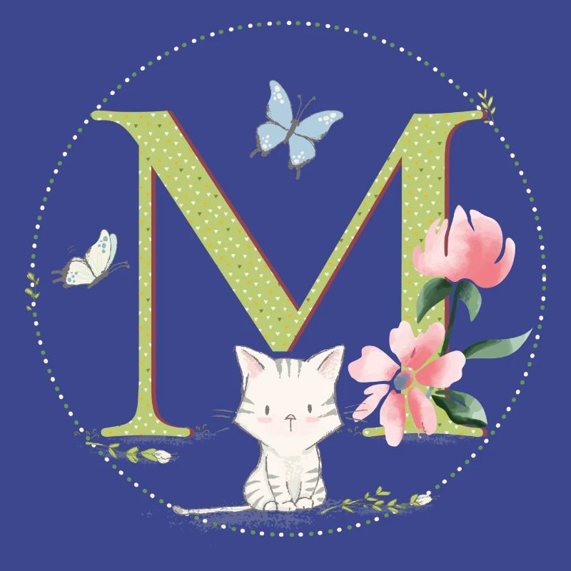 Lettre initiale M avec chat