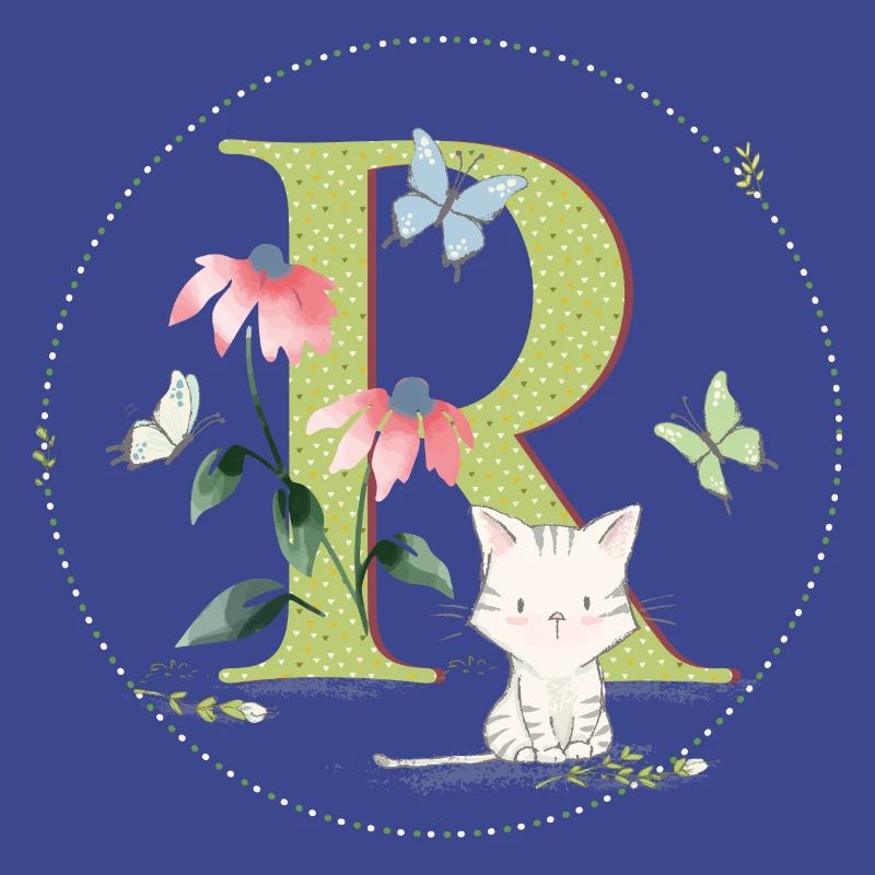 Lettre initiale R avec chat