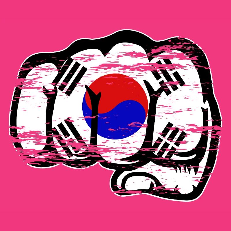 Drapeau de la Corée du Sud Main Poing Utilisé