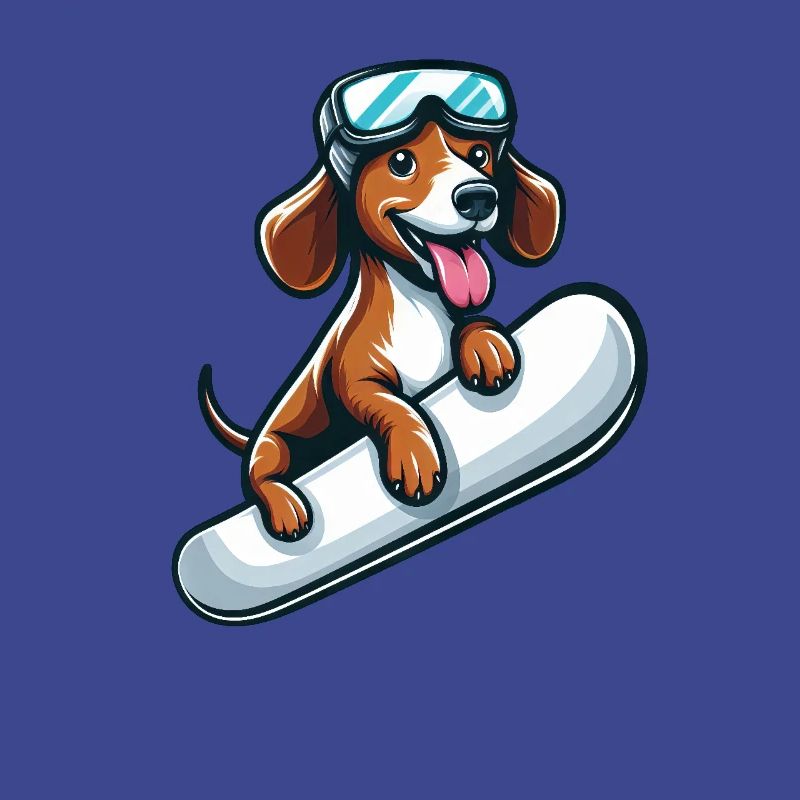Dackel Hund Snowboard Comics Winterspaß