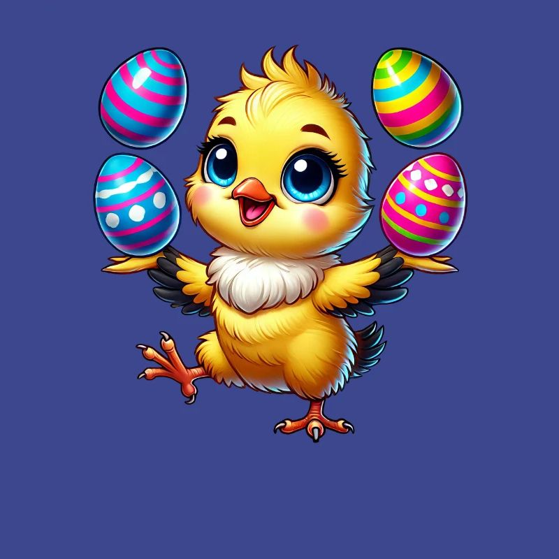 Easter Chicken Chick Easter Egg Juggling