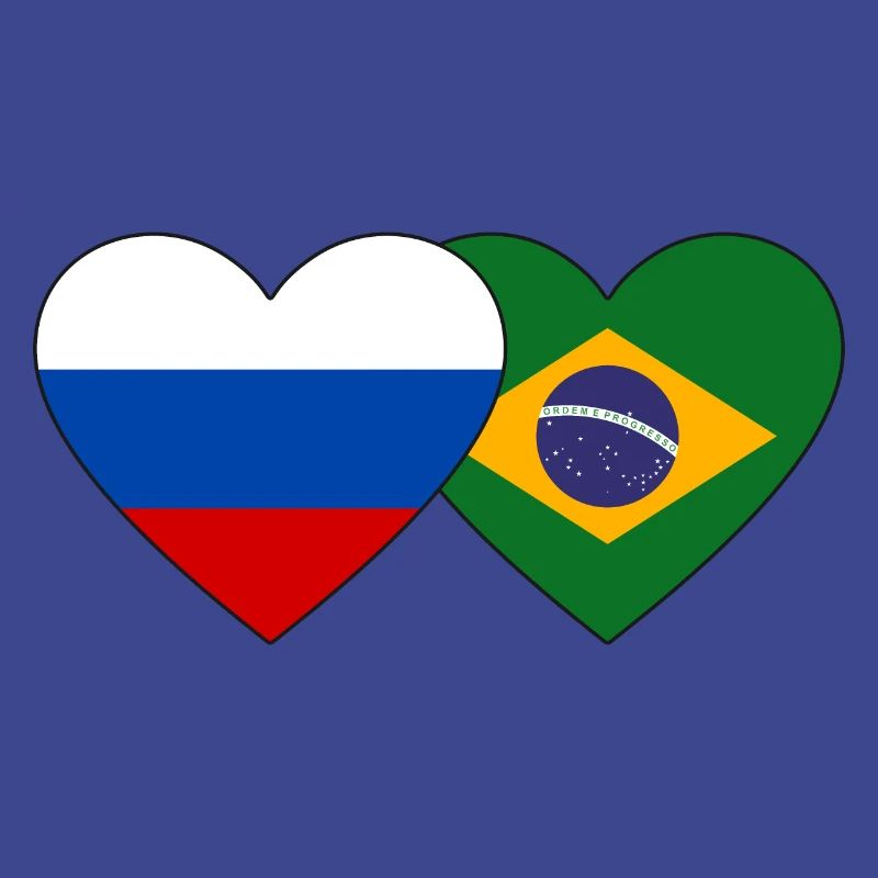 Drapeau de la Russie et du Brésil