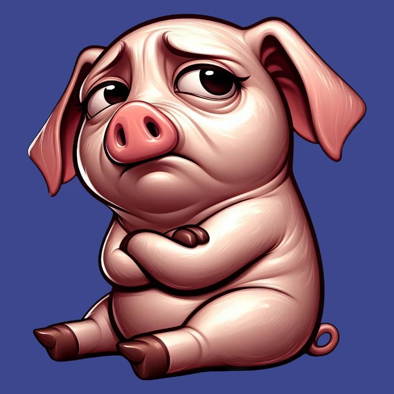 Mignon cochon de dessin animé têtu avec entrelacé