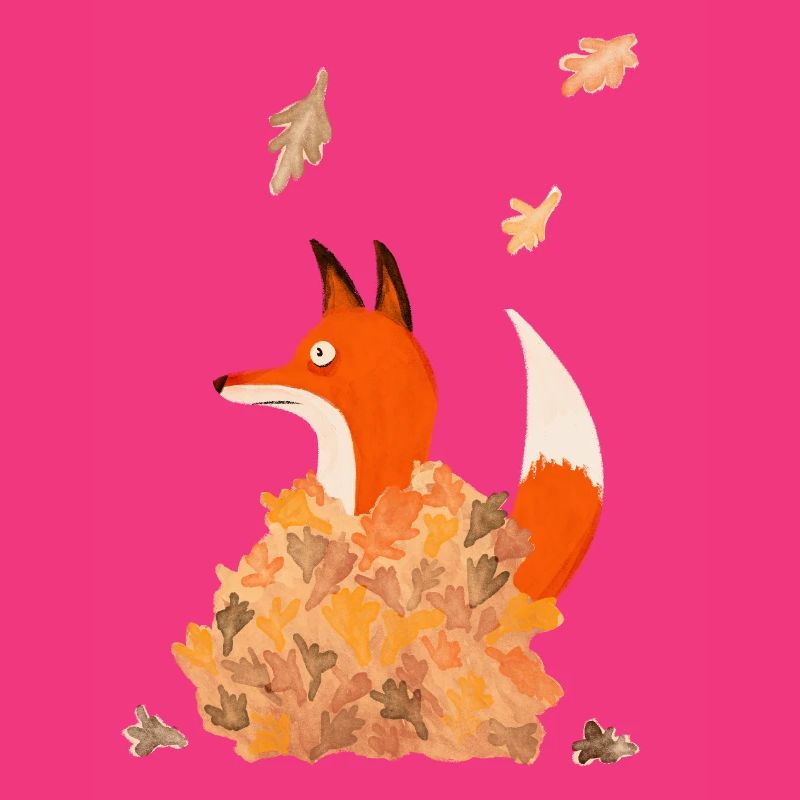 Fuchs mit Blättern