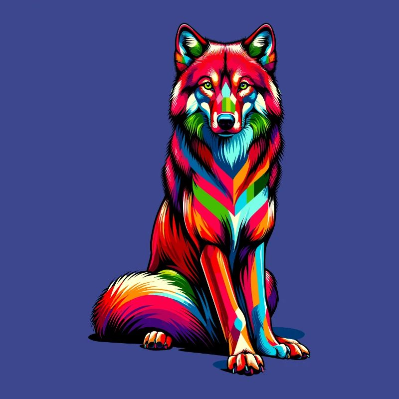 Colorful Pop Art Red Wolf Lover Wolves