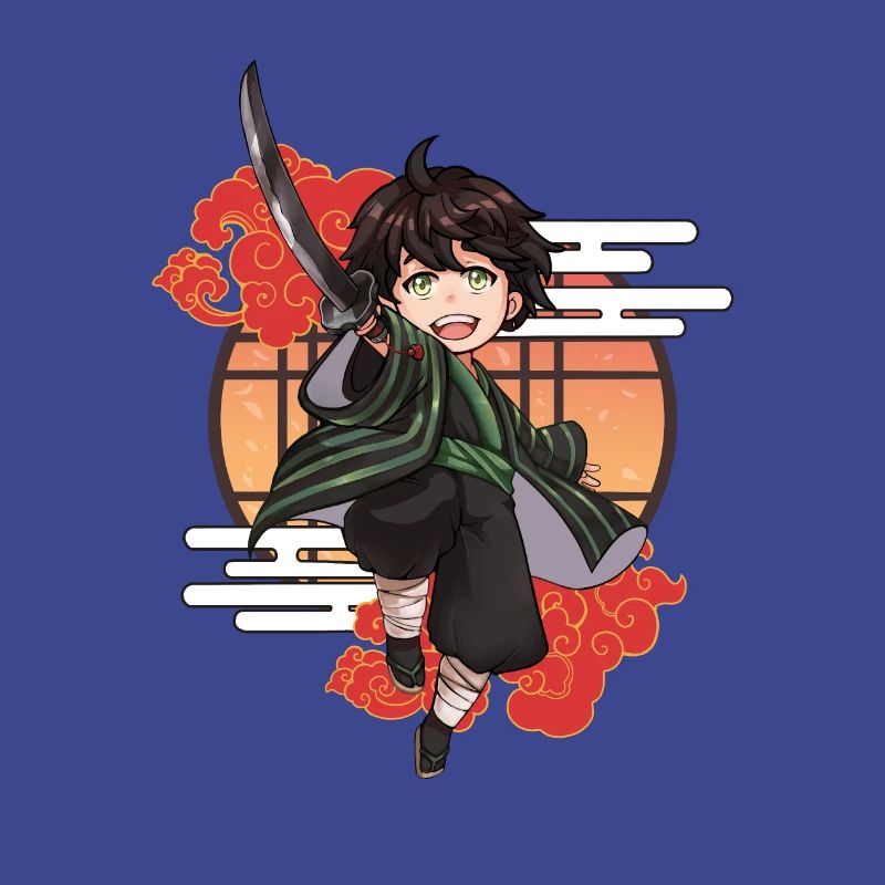 Chibi Samurai Junge mit Katana