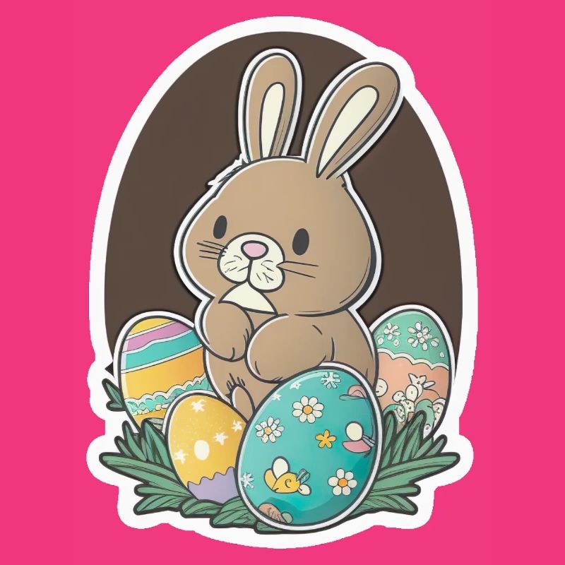 Easter Magic Easter Bunny Easter Eggs Colorful Sticker