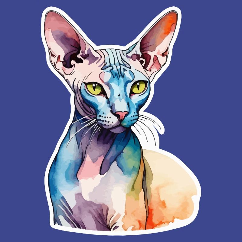 Sphynx Katze Wasserfarben