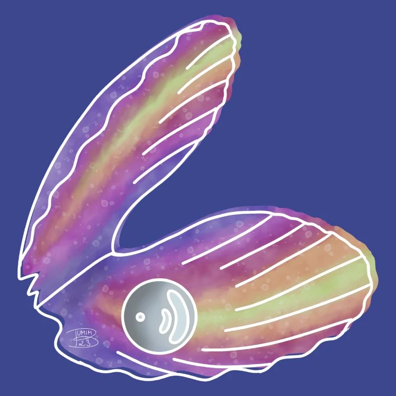 "Muschel mit Perle", Boho Line Art Design, Shells