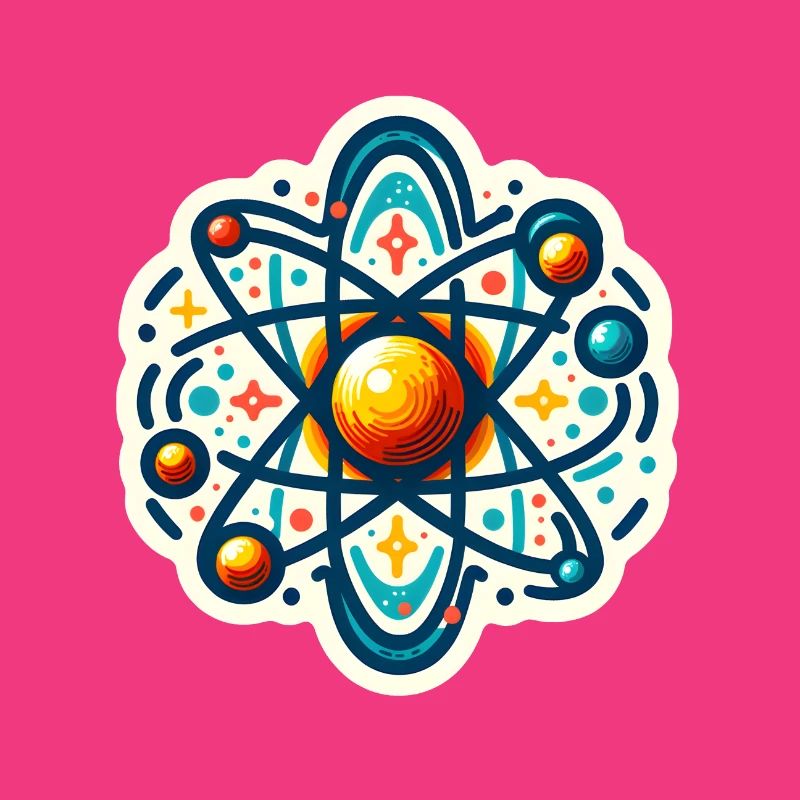 Quantum Physics Planner Stickers, Artistic Atom Model
