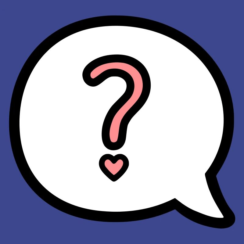 Boule de dialogue avec point d'interrogation et coeur