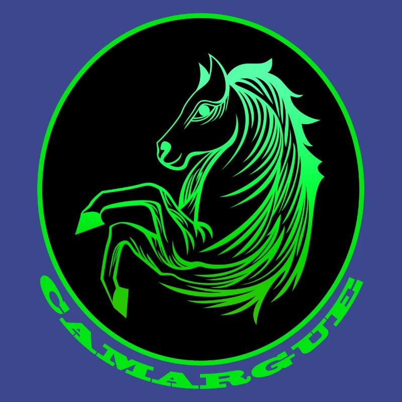 Cheval de Camargue vert fluo