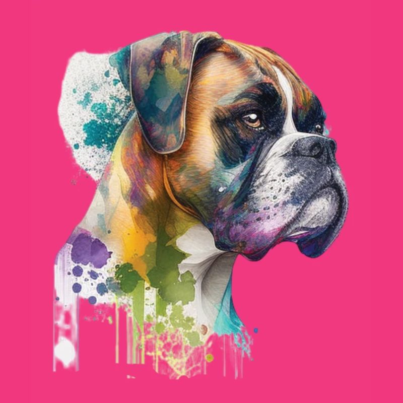 Deutscher Boxer Hund Wasserfarbe Design
