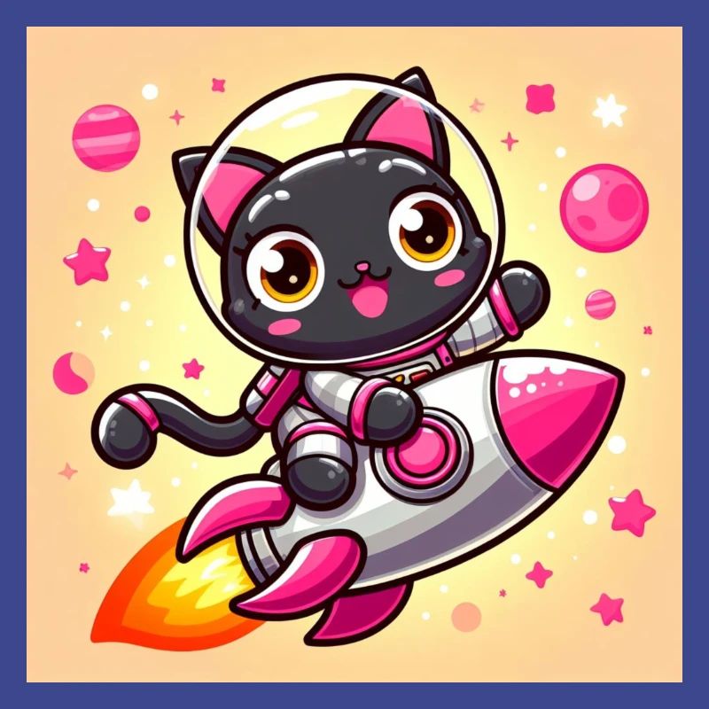 Space Kitty sur une fusée dans l’espace