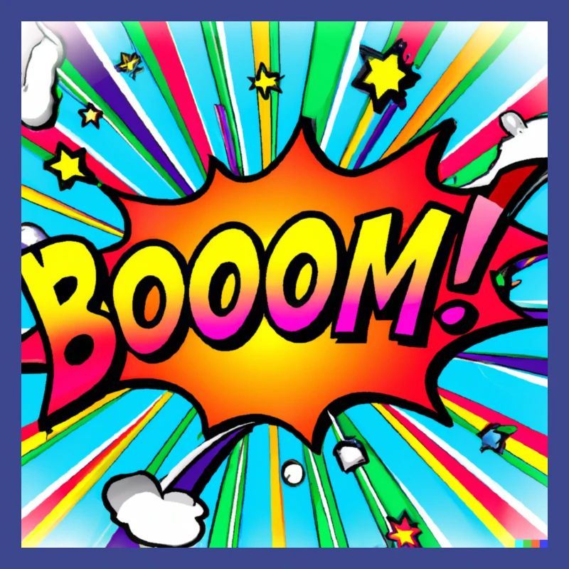 regenbogenstrahl comic style mit kaboom