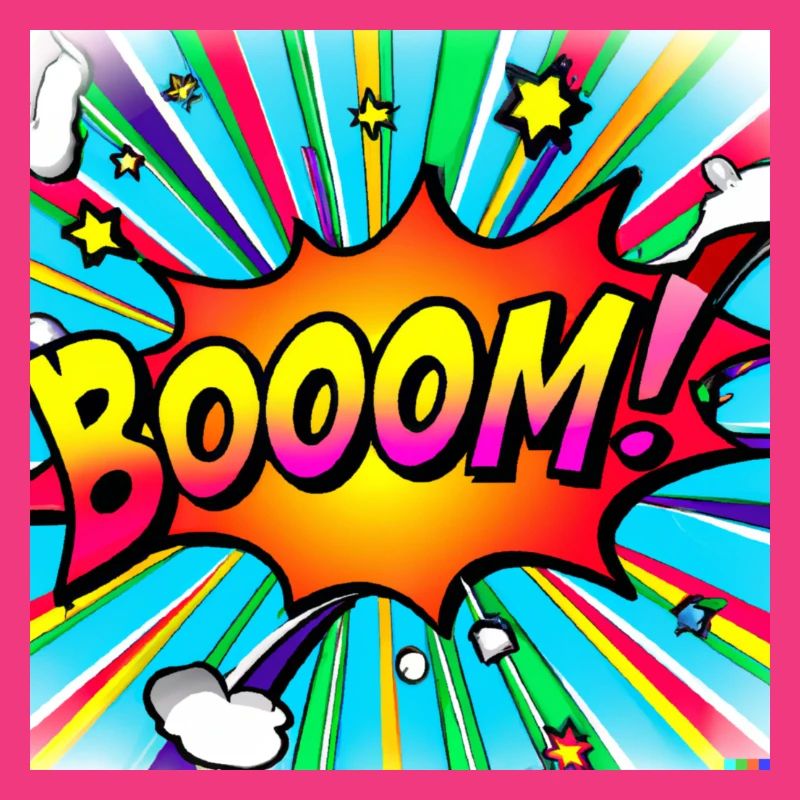 regenbogenstrahl comic style mit kaboom