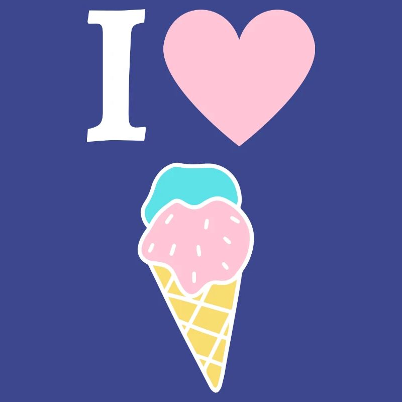 I love Eiscreme / Eiswaffel Comic Design weiß