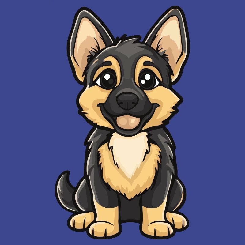 German Shepherd Dog Comic Cute
