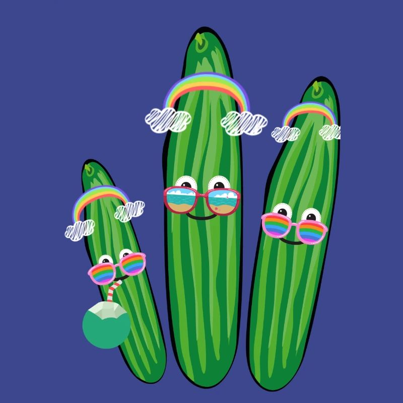 Trio de concombre,Concombre,Concombre,Arc-en-ciel,Lunettes de soleil