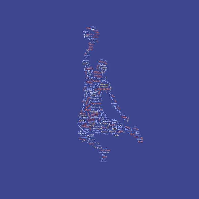 Basketball Graphic Tee with Words Pattern design.