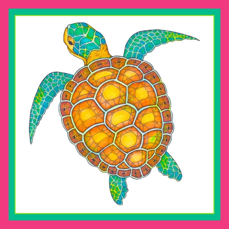 Sea Turtle Hand Drawn