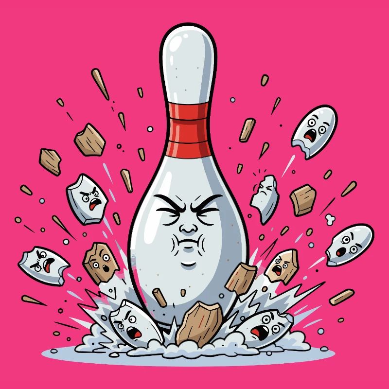 Explodierender Bowling-Pin Cartoon