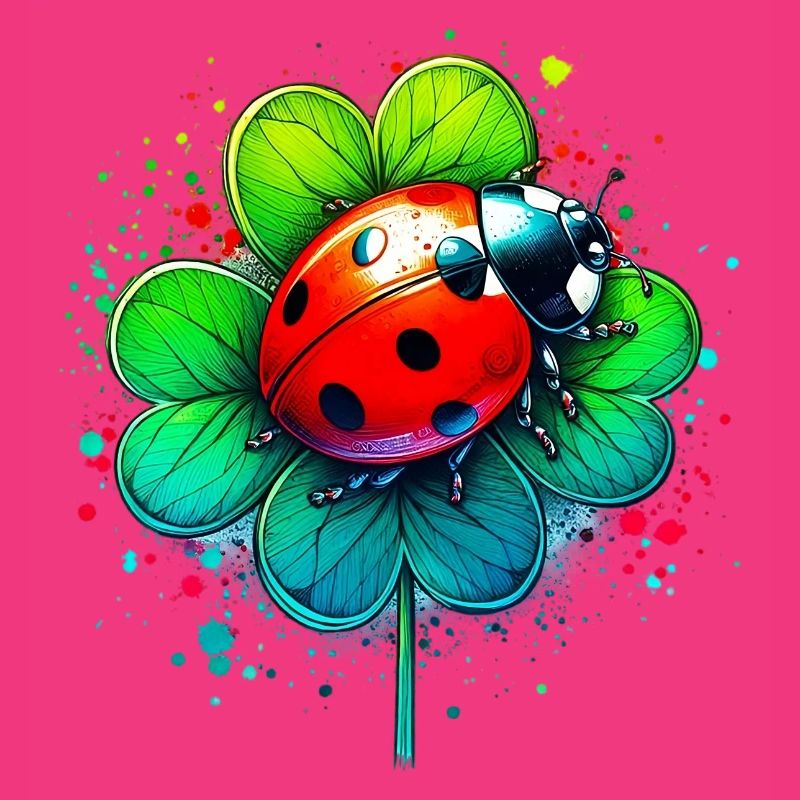 Ladybug on a four-leaf clover