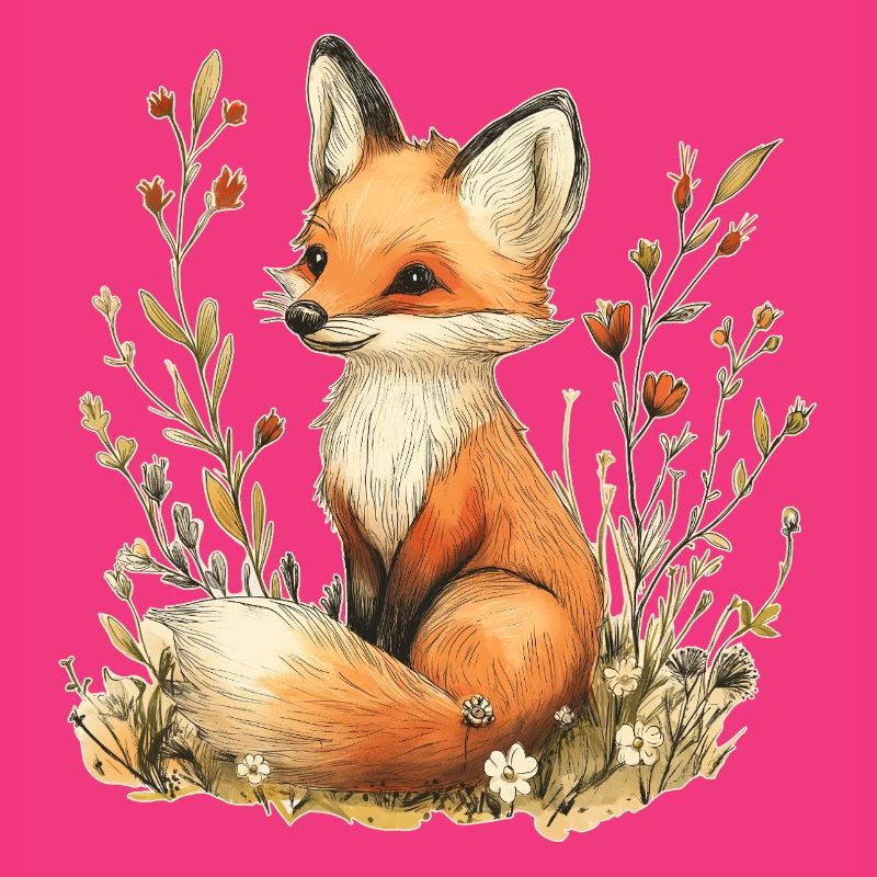 Fox with flowers
