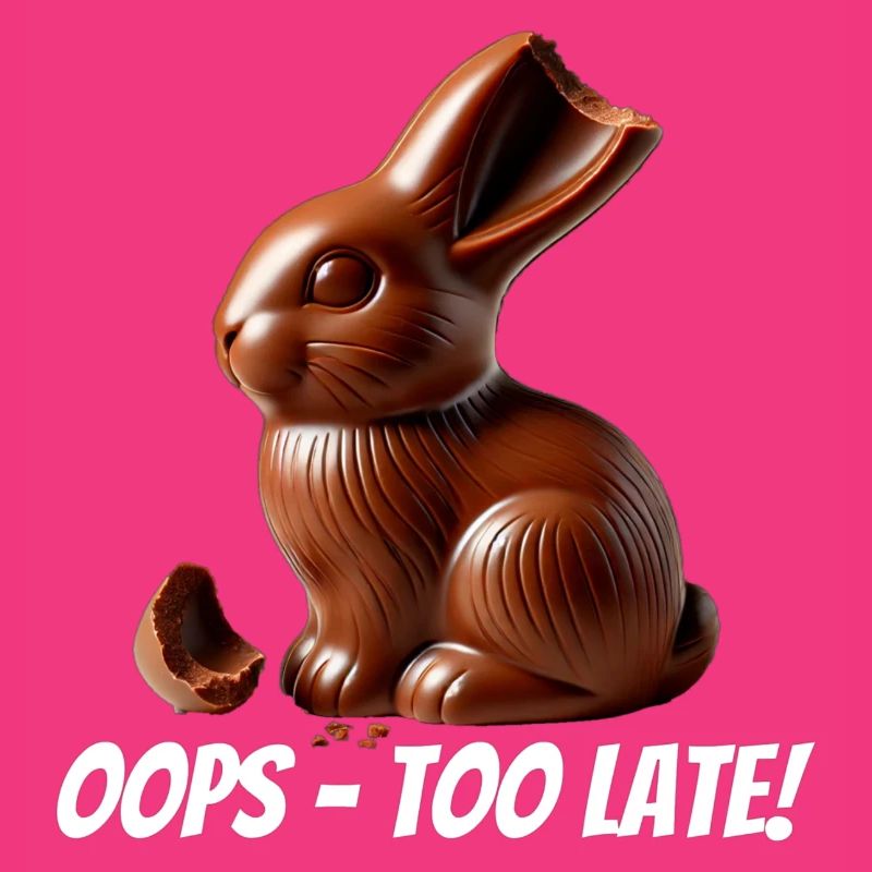 Oops – too late! Broken chocolate Easter bunny