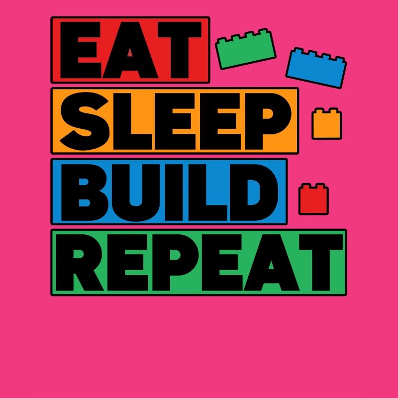 Drôle Manger Dormir Construire Répéter Blocs de construction Hommes