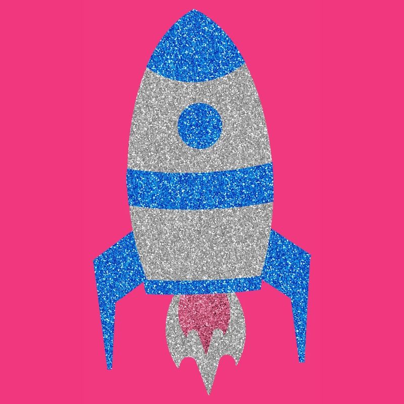 Fusée spatiale pailletée argent bleue