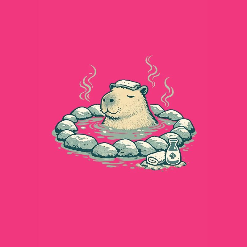 Capybara dans le bain de source