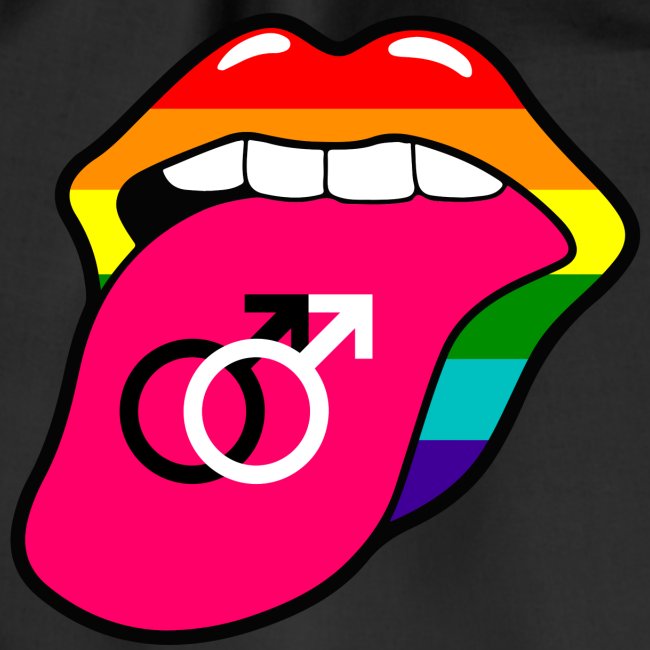 Gay pride regenboog mond en tong met homo symbool