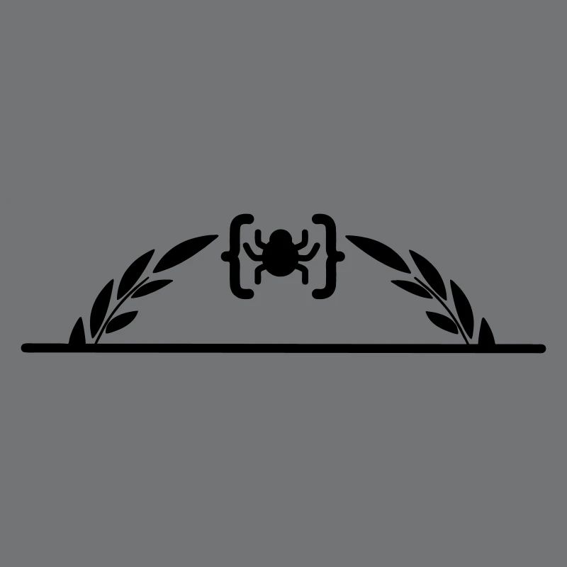 Code-Logo-Spinne im halben Lorbeerkranz