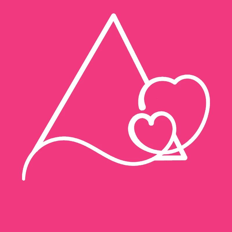 Triangular frame with hearts basic text