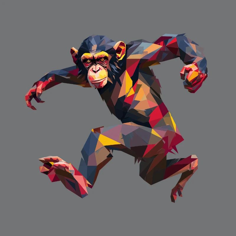 Conception de logo Low Poly Chimpanzee Sprint