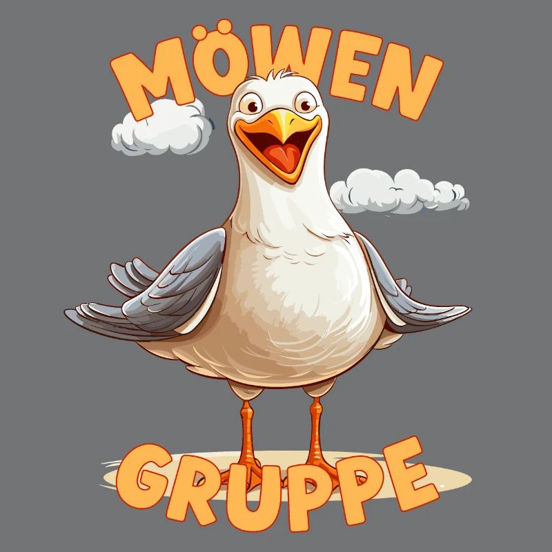 Comic Möwengruppe Kindergarten Gruppentier Möwe