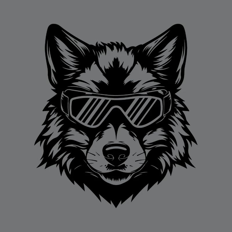 Ski Wolf Snowboarder