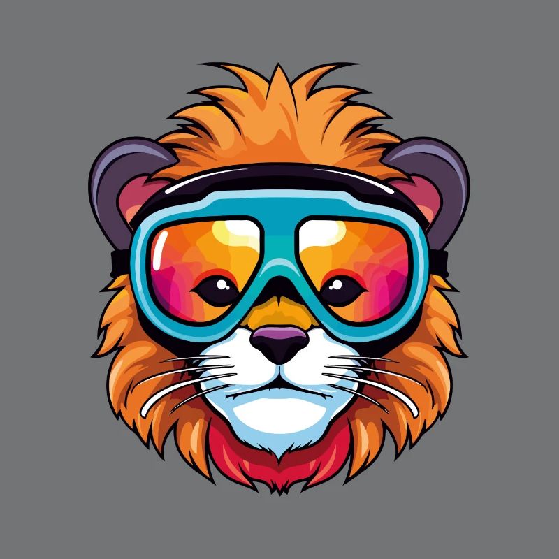 Ski Lion Snowboarder Comic