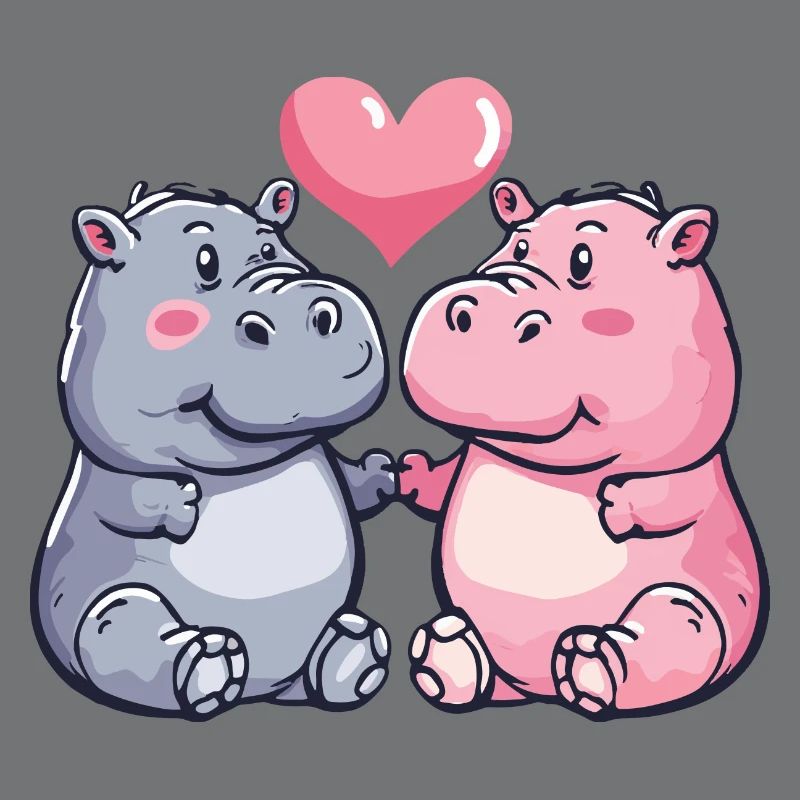 Nilpferd Comic Tier Paar Liebe