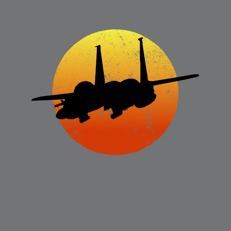 F15 Eagle Silhouette Retro Sunset Milit r