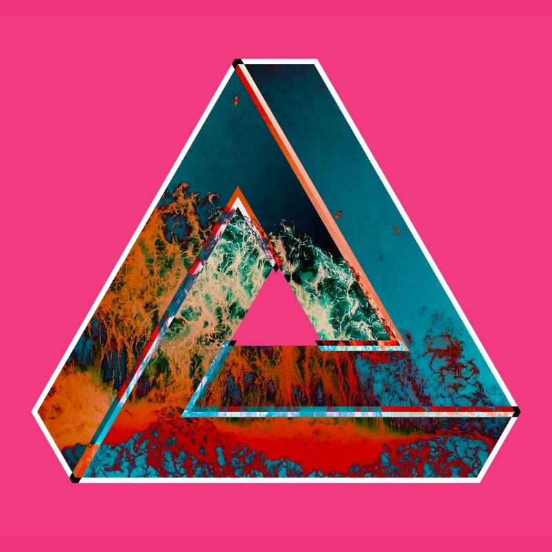 Penrose triangle optical illusion colored patterned