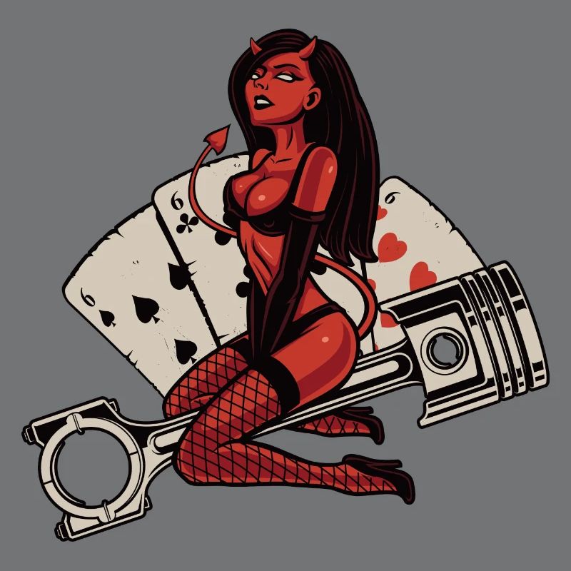 Hot Devil 666 rides on engine piston