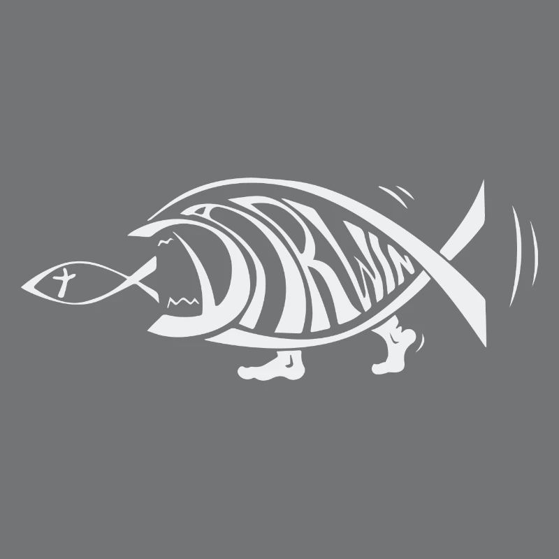Darwin poisson mangeant des poissons de Jésus évolution drôle